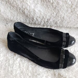 French Sole FS/NY Black Velvet Cap‎ Toe Ballet Flats sz 9